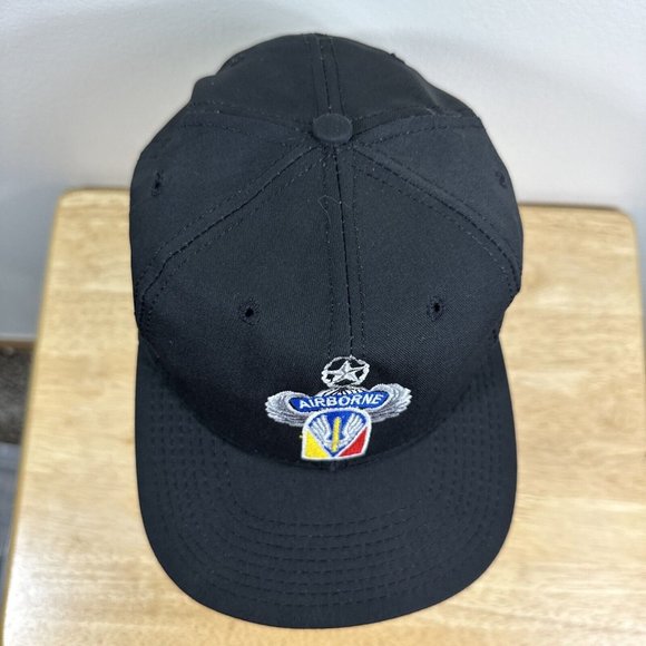 VTG Airborne Embroidered Black P Cap Snapback Hat Military Made in USA - Picture 6 of 10